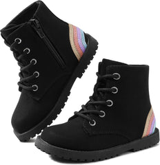 shoeslocker Gilrs Boots with Zipper Suede Toddler Ankel Booties Fashion Rainbow Boots for Toddler/Little Kids