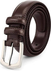 Men's Dress Belt 'ALL GENUINE LEATHER' Stitching 30mm Regular Big and Tall Sizes