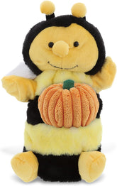 DolliBu Super Soft Honeybee Hand Puppet Stuffed Animal with Pumpkin Decor and Name Personalization - Pumpkin Plush Animal for Fall, Halloween and Thanksgiving, Pumpkin Toy for Kids, Adults - 10 Inches
