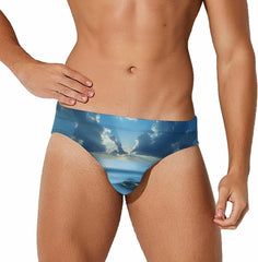 Sea Stones on Seaside Caribbean Shore Men's Swimsuit Brief Beach Shorts Bikini Swimwear Sexy Swimming Trunks