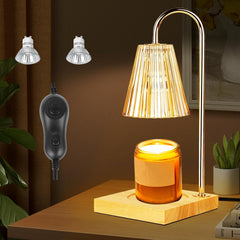Candle Warmer Lamp with Timer, Fit for All Jar Candles, Electric Dimmable Candle Lamp Warmer Flameless Wax Melting Lamp with 2 Bulbs, Home Decor Gifts (Champagne)