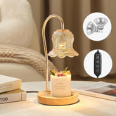 Lily of The Valley Shape Amber Flower Candle Warmer Lamp, Dimmable with Timer, Wax Melt Warmer for Scented Candles for Small & Large Jar, with 2 Light Bulbs, Gifts for Girls, Women,Mother
