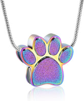 Pet Urns For Dogs/Cats - Pet Ashes Necklace - Paw Print Urn Necklace with Mini Keepsake Urn Memorial Ash Jewelry