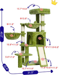 Cat Tree, Cat Tower with condo, 2 Baskets, Large Platform, Scratch Board, Cat Scratching Posts for Indoor Cats, Light Gray GCT003SW