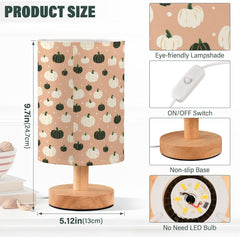 Cute Pumpkin Vegetables Bedside Table Lamp Small Desk Lamps Linen Fabric Shade Decorative Nightstand Lamp LED with USB Port Wood Base for Bedroom Living Room