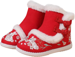 Baby Girls Embroidered Warm Cotton Boots Princess Cotton Boots National Boots Little Girls Boots Winter Snow Boots