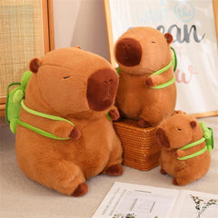 Capybara Plush Toy Cute Capybara Stuffed Animals with Green Turtle Backpack, Soft Capybara Plush Doll Pillow Capybara Stuffed Aniamls Toys for Girls Kids Adults Birthdays Valentines Gift 9 inch