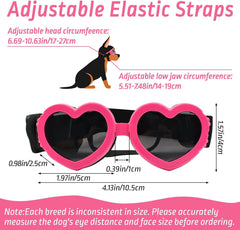 Dog Sunglasses, 1 Piece Heart Shape Doggy UV Protection Goggles Windproof Puppy Goggles with Adjustable Strap for Sun Small Breed Pets Eyewear, Pink