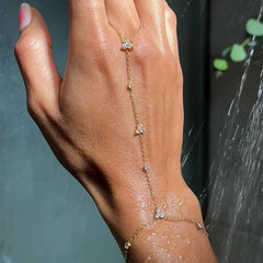 Dainty Hand Chain Bracelet for Women Elegant Gold Ring Bracelet Trendy Hand Jewelry Gift