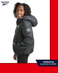 Reebok Girls Winter Jacket - Heavyweight Fleece Jacket Winter Coat Hooded Zip Up Girls Puffer Parka Outerwear with Pockets