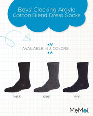 MeMoi Boys' Clocking Argyle Cotton Blend Dress Socks