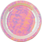 Fun Express Iridescent Pink Paper Dinner Plates - Iridescent Pink Theme Disposable Dessert Paper Plates - Tableware Decorations for Birthday New Year Events Baby Shower - Party Supplies - 8 Pieces