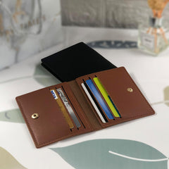 Ultra Thin and Minimalist Leather Card Holder, Front Pocket Wallet, Credit Card Clip, Suitable for Men and Women (Brown)