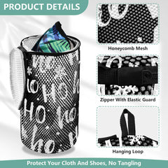 2 PCs(S + M Size) Mesh Cylinder Laundry Bags, Polyester Reusable Machine Washable Mesh Bags, Dirty Bag for Home Travel Print Abstract Gamepad On Black