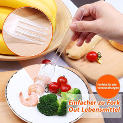 100 Count Extra Heavy Duty Disposable Clear Plastic Forks,BPA-Free,Heat Resistant,Premium Durable Plastic Cutlery for Parties, Picnics, Big Event, Daily Use