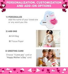 DolliBu Happy Mother's Day Dolphin Plush Hand Puppet - Cute Stuffed Animal Present with Pink Heart Message for Best Mommy, Grandma, Wife, Daughter 13 Inches