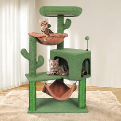 YUNIQUE Cat Tree with Cat Condo and Big Hammock, Grey