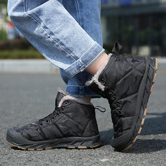 Winter Snow Boots for Kids Warm Faux Fur Lined Ankle Booties Lace Up Slip on Outdoor Walking Shoes for Boys Girls