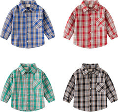 Toddler Boys Long Sleeve Fashion Plaid Shirt Tops Coat Outwear for Boys Clothing Basketball Pack