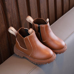 Kids Girls Ankle Bootie with Side Zipper Dress Boot Youth Toddler Waterproof Outdoor Fall Booties Leather Shoes