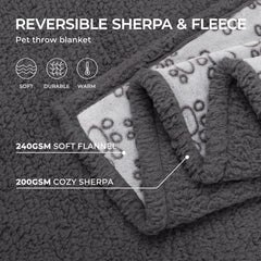 Luciphia Waterproof Pet Blankets for Couch Sofa Bed Cover Cat Liquid Pee Proof Washable Soft Fluffy Large Dog Blanket Reversible Furniture Protection Puppy Grey Paw Thicken Small(40" x 28")