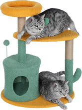 Cat Tree Tower 31 inch, 2 Plush Cat Condos, Cat Tree for Indoor Cats, Cat Scratching Post, Cat Post Scratcher with Perch, Small Cat Tower, Cat Furniture for Adult Cats, Grey