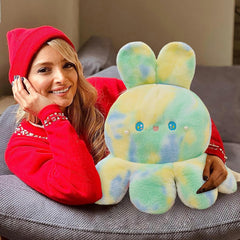Octopus Rabbit Reversible Stuffed Animal Plushie - Kids Cute and Soft Plush Pillow Toy - Toddlers & Childrenâs Ideal Gift - Cozy Embraceable Companion (Green-Pink,13 inch)