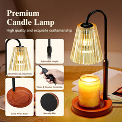 Candle Warmer Lamp with Timer & Dimmer for Jar Candles, House Warming Gifts Birthday Gifts for Women Mom, Home Decor for Livingroom Bedroom, Solid Wood Base Candle Wax Warmer Adjustable Height
