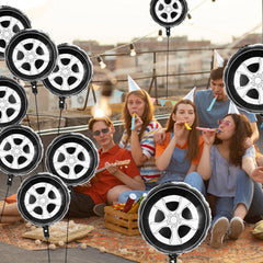 6PCS Wheel Balloons, 18 Inch Classic Race Car Balloons Tire Balloon for Racetrack Car Themed Hot Wheels Birthday Baby Shower Party Decorations Supplies for Men and Boys