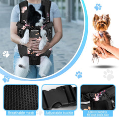 Petmolico Pet Dog Carrier Backpack, Adjustable Dog Legs-Out Front Backpack, Hands-Free Cat Pup Front Carrier Travel Bag, Easy-fit for Traveling Hiking for Small Medium Dogs, XL, Black