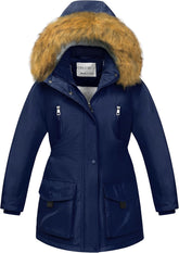 CREATMO US Girl's Sherpa Long Winter Coat Thicken Warm Parka Durable Waterproof Puffer Ski Jacket