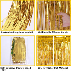 2 Pack 3.2ft x 8.2ft Black Tinsel Foil Fringe Curtains, Metallic Foil Tinsel Photo Booth Backdrop Streamer for New Years Decorations Halloween Bachelorette Birthday Holiday Celebration Party Supplies