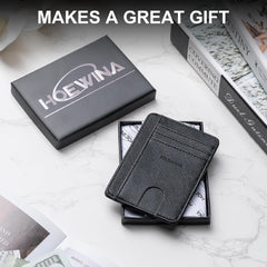 Slim Wallet for Men, Credit Card Holder Wallet, Minimalist Design Blocking Front Pocket Leather Thin Wallet for Men and Women