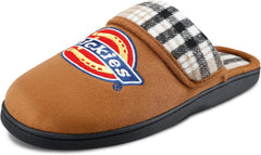 Dickies Men's Slide-on Memory Foam Scuff Slipper with Embroidered Logo-Indoor/Outdoor Sole