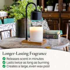 Candle Warmers Etc. White & Wood Arched Lamp – for Top-Down Warming & Flame-Free Fragrance