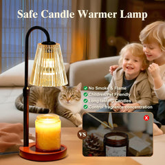 Candle Warmer Lamp with Timer & Dimmer for Jar Candles, House Warming Gifts Birthday Gifts for Women Mom, Home Decor for Livingroom Bedroom, Solid Wood Base Candle Wax Warmer Adjustable Height