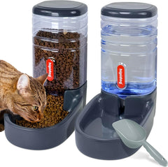 Automatic Pet Feeder Small&Medium Pets Automatic Food Feeder and Waterer Set 3.8L, Travel Supply Feeder and Water Dispenser for Dogs Cats Pets Animals