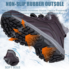 Women'S Waterproof Winter Snow Boots Warm Fur Lined Comfort Non-Slip Soft Bottom Outdoor Walking Boots Shoes
