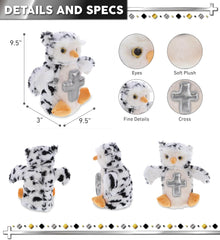 DolliBu White Owl Hand Puppet Stuffed Animal with Silver Cross and Personalization - Baptism Gifts for Boys and Girls, Dedication Christening Gifts Plush Prayer Toy Healing Teddy Bear - 9.5 Inch