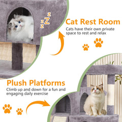 FDW Cat Tree for Indoor Cats 36 Inches Cat Tower Multi-Level Indoor Cat Play Condo House with Scratching Posts, Spacious Perch, Sisal Posts and Dangling Toys (Ashy)