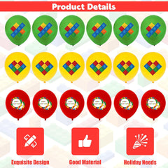 18Pcs 12 Inch Building Block Balloons, Building Blocks Theme Birthday Party Supplies, Brick Themed Latex Balloons for Kids Toddlers Birthday Party Decorations