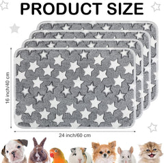 Tranqun 4 Pcs Waterproof Dog Puppies Cat Blankets Bed Mat Washable Crate Kennel Whelping Pads Reusable Pet Pee Pad Soft Reversible Pet Training Pads Sleep Floor Mat Guinea Pig Liner