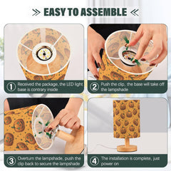 Halloween Pumpkin Green Eyes Bedside Table Lamp Small Desk Lamps Linen Fabric Shade Decorative Nightstand Lamp LED with USB Port Wood Base for Bedroom Living Room