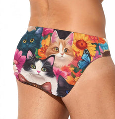 Cat (1) Men's Swimsuit Brief Beach Shorts Bikini Swimwear Sexy Swimming Trunks