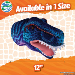 12" T- Rex Puppet - Dinosaur Stuffed Animal Puppets Toys for Kids, Soft Plush Dino Puppet, Dinosaur Birthday Party Roleplay, (Blue 12")