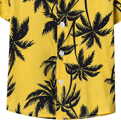 Betadog Boys ðawaiian Shirts Coconut Tree Print Short Sleeve Casual Tropical Tops T-Shirt Cotton Button Down