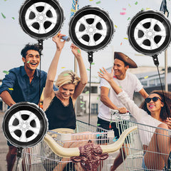 6PCS Wheel Balloons, 18 Inch Classic Race Car Balloons Tire Balloon for Racetrack Car Themed Hot Wheels Birthday Baby Shower Party Decorations Supplies for Men and Boys