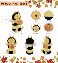 DolliBu Super Soft Honeybee Hand Puppet Stuffed Animal with Pumpkin Decor and Name Personalization - Pumpkin Plush Animal for Fall, Halloween and Thanksgiving, Pumpkin Toy for Kids, Adults - 10 Inches