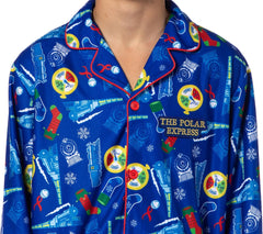 INTIMO The Polar Express Multiple Sizes Christmas Sleep Collared Button Down Long-Sleeve Pajama Set
