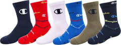Champion Kids' 6-Pack Crew Socks with Color and Size Options